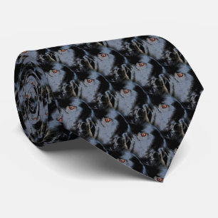Black Border Collie Dog Face Animal Art Pattern Tie