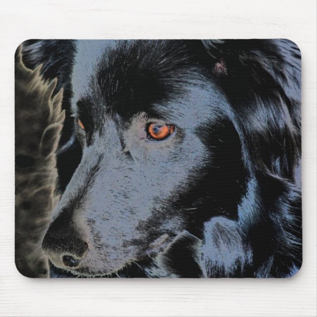 Black Border Collie Face  Mouse Mat (Front)