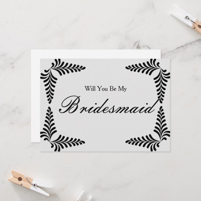Black Border Confetti Will you be my Bridesmaid Invitation (Front/Back In Situ)