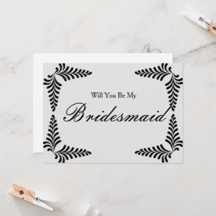 Black Border Confetti Will you be my Bridesmaid Invitation