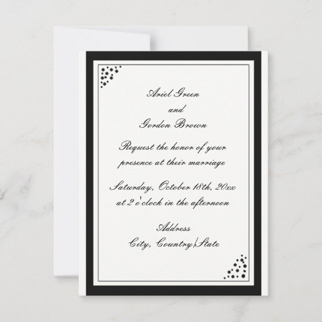Black Border Dots Wedding Invitation (Front)