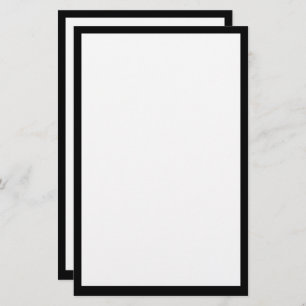 Black Border Edge Solid White Plain Custom Colour Stationery