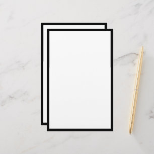 Black Border Edges White Blank Classy Custom Stationery