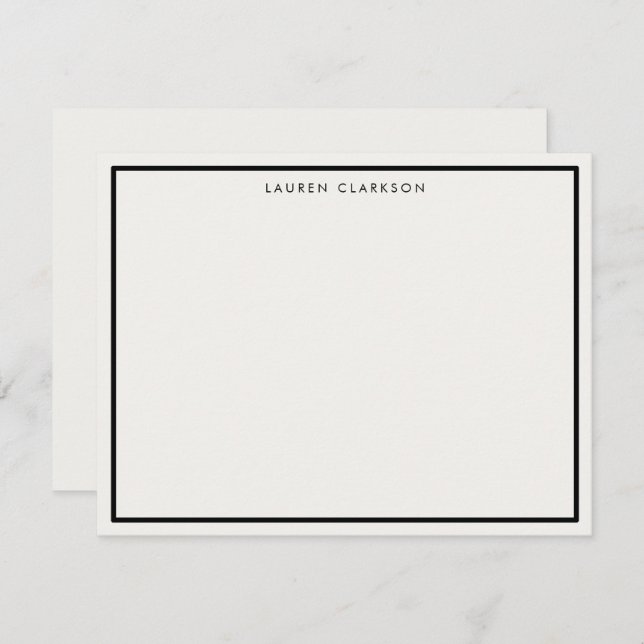 Black Border Elegant  Stationery Note Card (Front/Back)