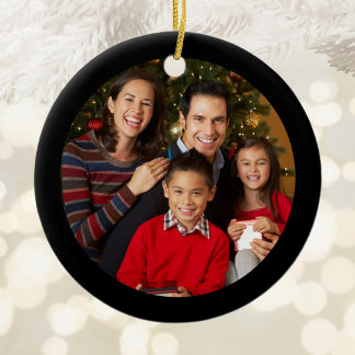 Black Border Family Photo Ceramic Tree Decoration
