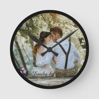 Black Border Frame for Uploaded Photo Wall Clock