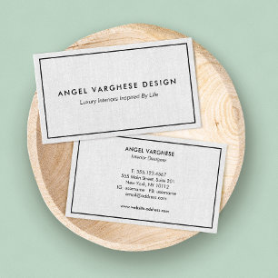 Black Border Grey Linen Professional Business Card