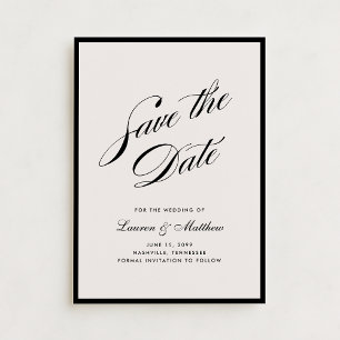 Black Border Ivory Modern Save the Date Invitation