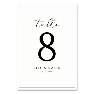 Black Border Modern Table Number