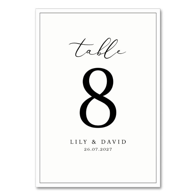 Black Border Modern Table Number (Front)
