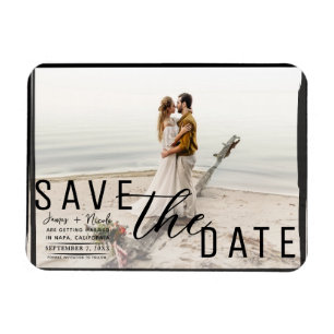 Black Border Overlay Photo Save the Date Wedding Magnet