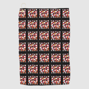 Black border patterned squares art designed golf towel
