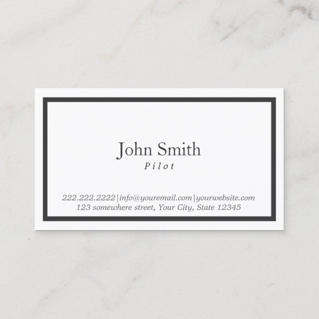 Black Border Pilot/Aviator Business Card (Front)