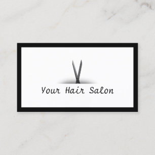Black Border & Scissor Hair Salon Business Card