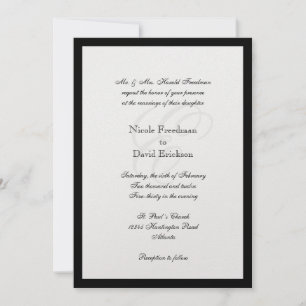 Black border shimmer traditional monogram wedding invitation