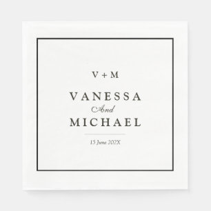 Black border simple unique wedding  napkin
