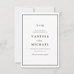 Black border unique wedding save the date card