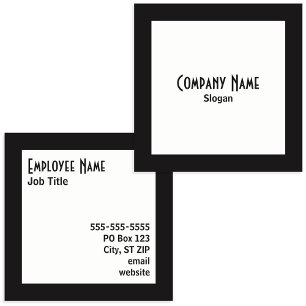 Black Border White Square Black Text Business Card