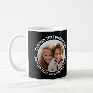 Black Border with 2 Photos - Text around a Circle Coffee Mug