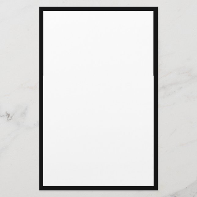 Black Bordered Edges Solid White Background Stationery (Front)