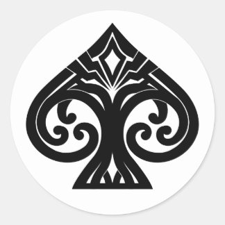 Black Borderless Art Deco Ace of Spades Classic Round Sticker