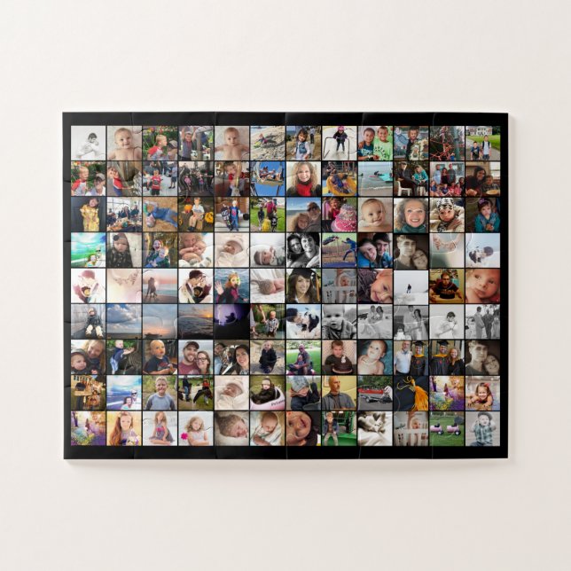 Black Borders 80 Family Friends Photo Collage Here Jigsaw Puzzle (Horizontal)