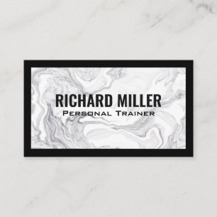 Black Borders   Elegant Marble  Business Card