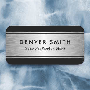 Black borders silver gray gradient name and title tag
