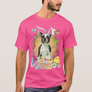 BLACK Boston Terrier Bunny Easter's Day Eggs Butte T-Shirt