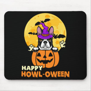 Black Boston Terrier Witch Dog Lover Happy Mouse Mat