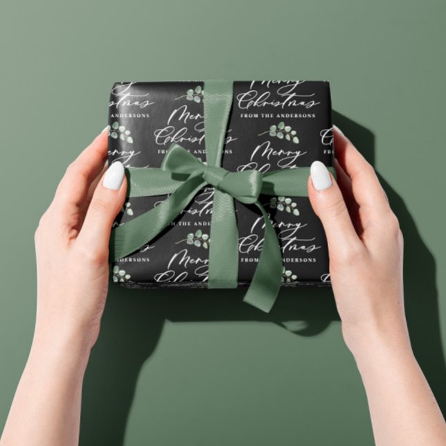 Black botanical elegant modern family gift wrap ti tissue paper (Creator Uploaded)