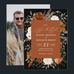 Black botanical rustic photo  save the date<br><div class="desc">Rustic watercolor floral wedding photo save the date invite. With beautiful rust,  terracotta,  blush pink,  black and sage green pampas grass eucalyptus watercolor details. This modern wedding invite is sure to set the style for your big day.</div>