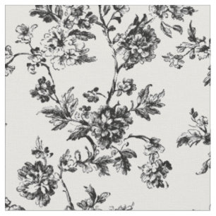 Black Botanical Vine Toile Fabric