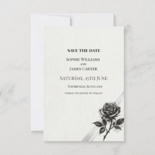 Black Botanical Wedding Save The Date