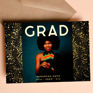 Black Botanicals Grad Photo Gold Foil Announcement