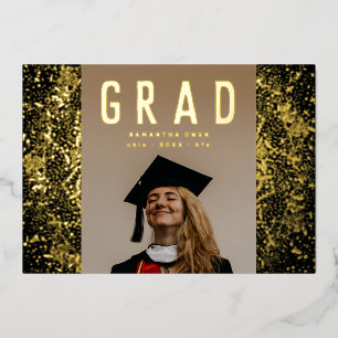 Black Botanicals Grad Photo Gold Foil Announcement