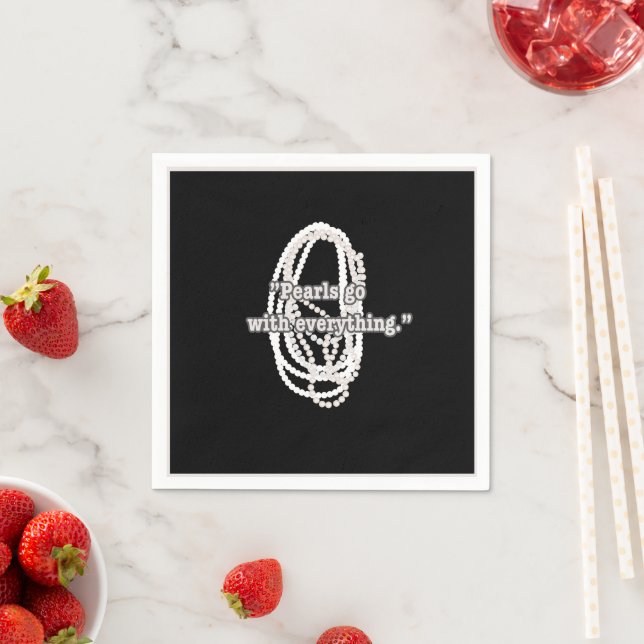 Black Bougie Bling String of Pearls Paris  Napkin (Insitu)