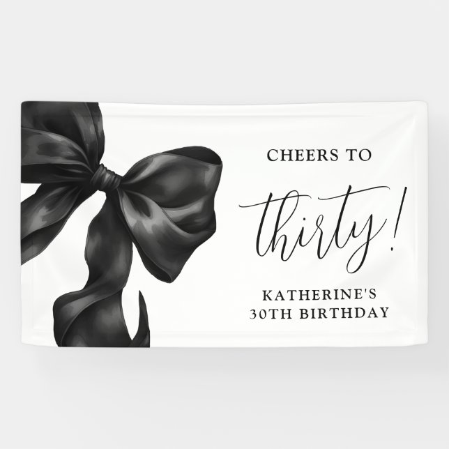 Black Bow 30th 40th 50th Birthday  Banner (Horizontal)