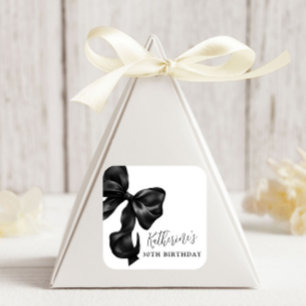 Black Bow 30th 40th 50th Birthday Square Sticker
