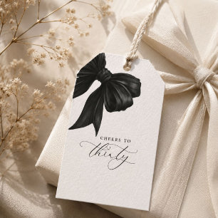 Black Bow 30th Birthday Gift Tags