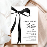 Black Bow 30th Birthday Party Celebration Script Invitation<br><div class="desc">Set the tone for an elegant celebration with our Black Bow Ribbon Script Birthday Party Invitation. Featuring a chic black bow design and modern script lettering, this invitation exudes sophistication and style. Perfect for milestone birthdays or formal gatherings, it captures the essence of timeless elegance. Customisable with your event details,...</div>