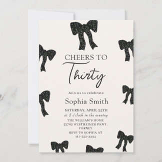 Black Bow 30th Birthday Party Invitation