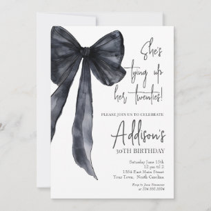 black bow 30th Birthday Party Invitation