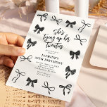 Black Bow 30th Birthday Party Invitation<br><div class="desc">Make your birthday event unforgettable with our Coquette 30th birthday invitations. These invites are beautifully designed with stylish black watercolor bows and an elegant text template including the title "she's tying up her twenties".</div>