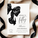 Black Bow 50th Birthday  Invitation<br><div class="desc">Coquette Black Bow 50th Birthday Invitation</div>