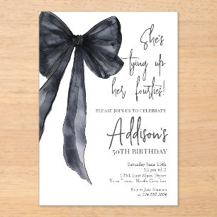 black bow 50th Birthday Party Invitation