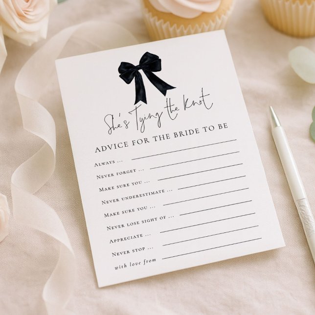 Black Bow Advice for Bride Bridal Shower Game Card (Creator Uploaded)
