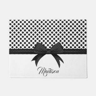 Black Bow and Dots Pattern Doormat