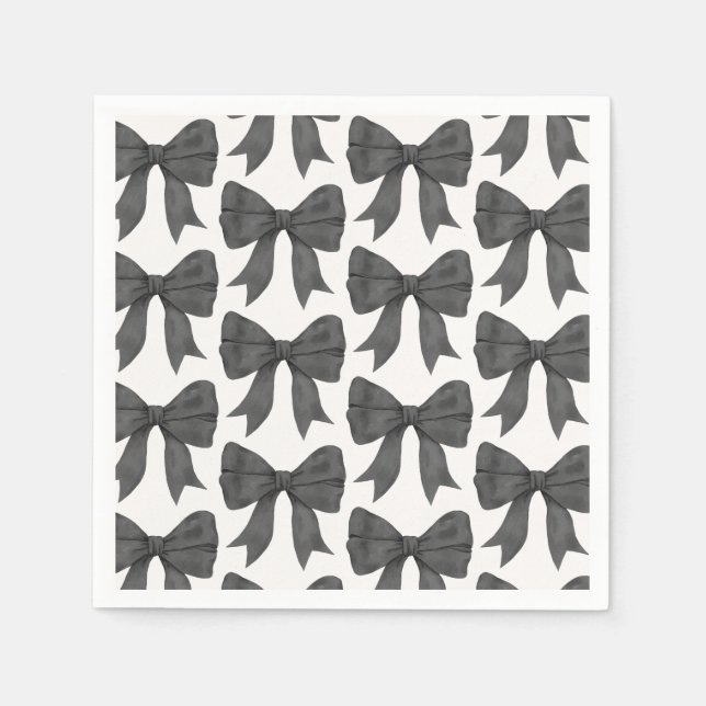 Black Bow Baby or Bridal Shower, Birthday Party Napkin (Front)