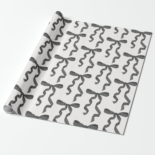 Black Bow Baby or Bridal Shower, Birthday Party Wrapping Paper (Unrolled)